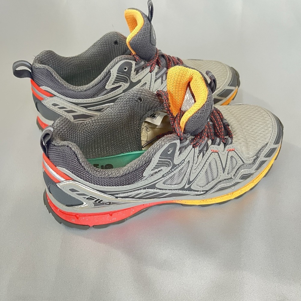 Fila Women's All Terrain Hiking Shoes Gray Orange Red Black US 8 5JM00079-082 - Picture 4 of 5